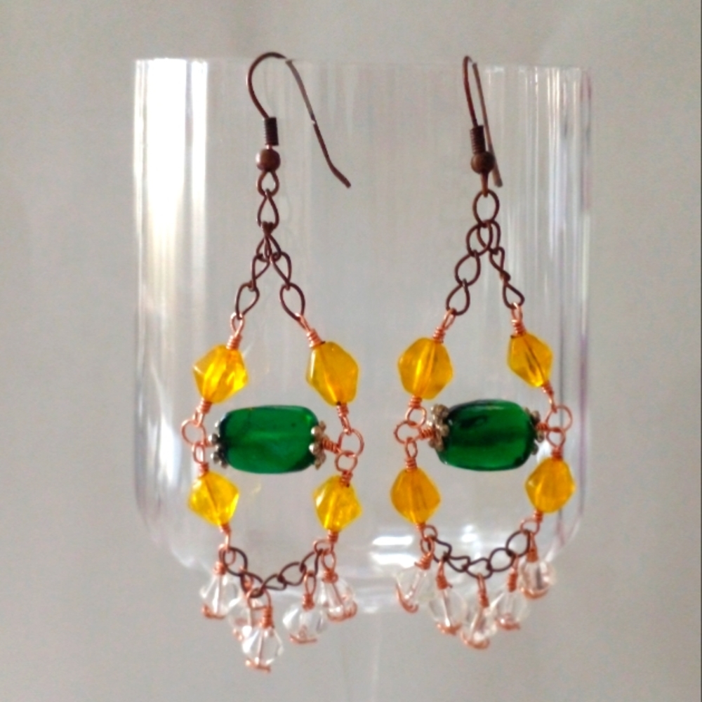 Handmade Jolly Ranchers Inspired Wire Wrapped Dangle Earrings